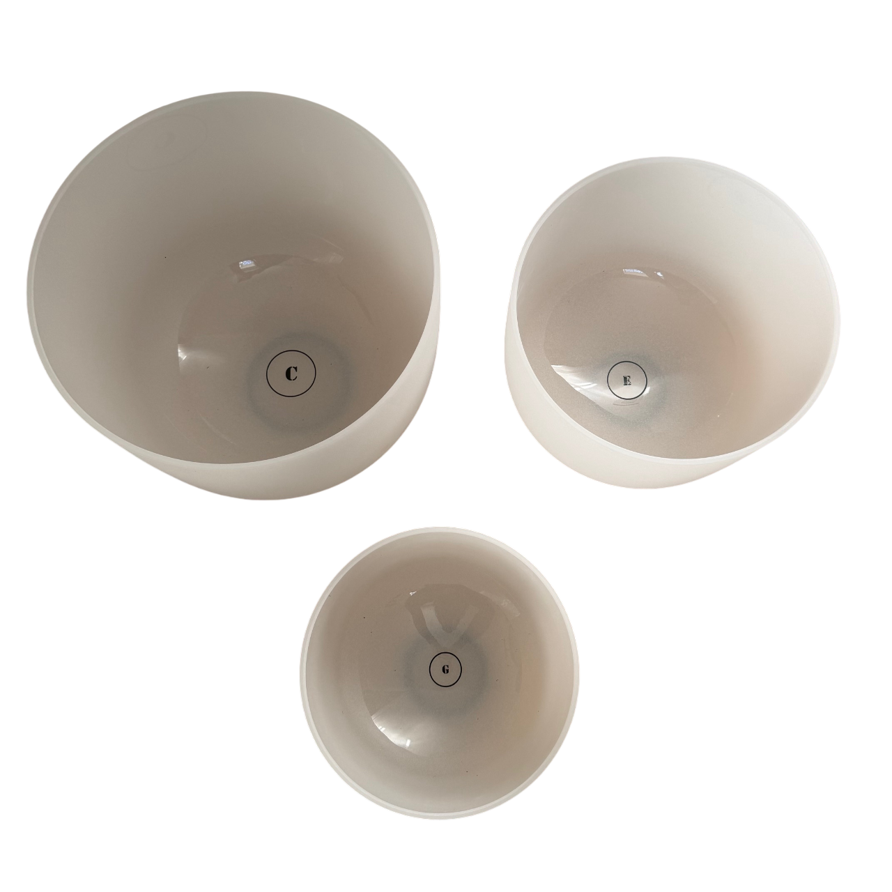 C-E-G Frosted Singing Bowl Triad Set with Bag