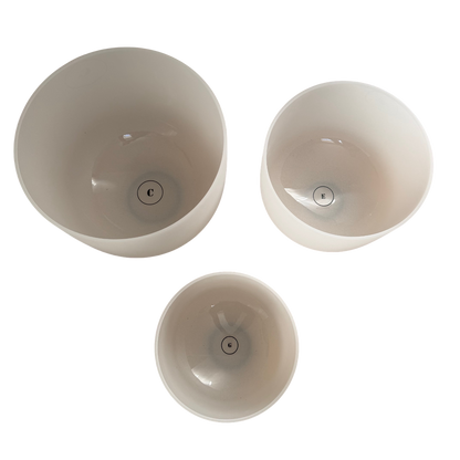 C-E-G Frosted Singing Bowl Triad Set with Bag