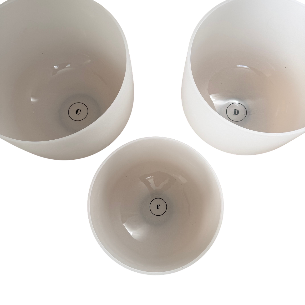C-D-F Frosted Singing Bowl Triad Set with Bag