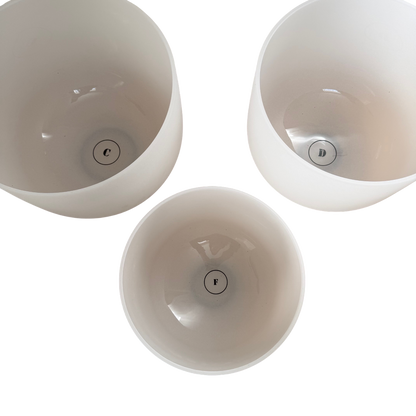 C-D-F Frosted Singing Bowl Triad Set with Bag