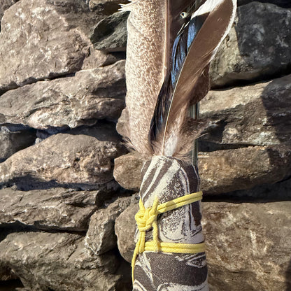 Beargrass Chakapa 18" Grey & Cream Fabric with Yellow Cord