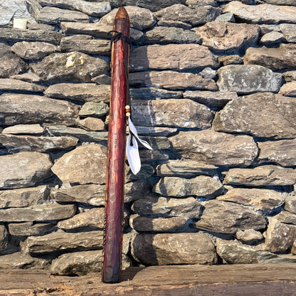 Wolf Carved Borneo Redwood Flute B Minor Pent 432Hz 28"