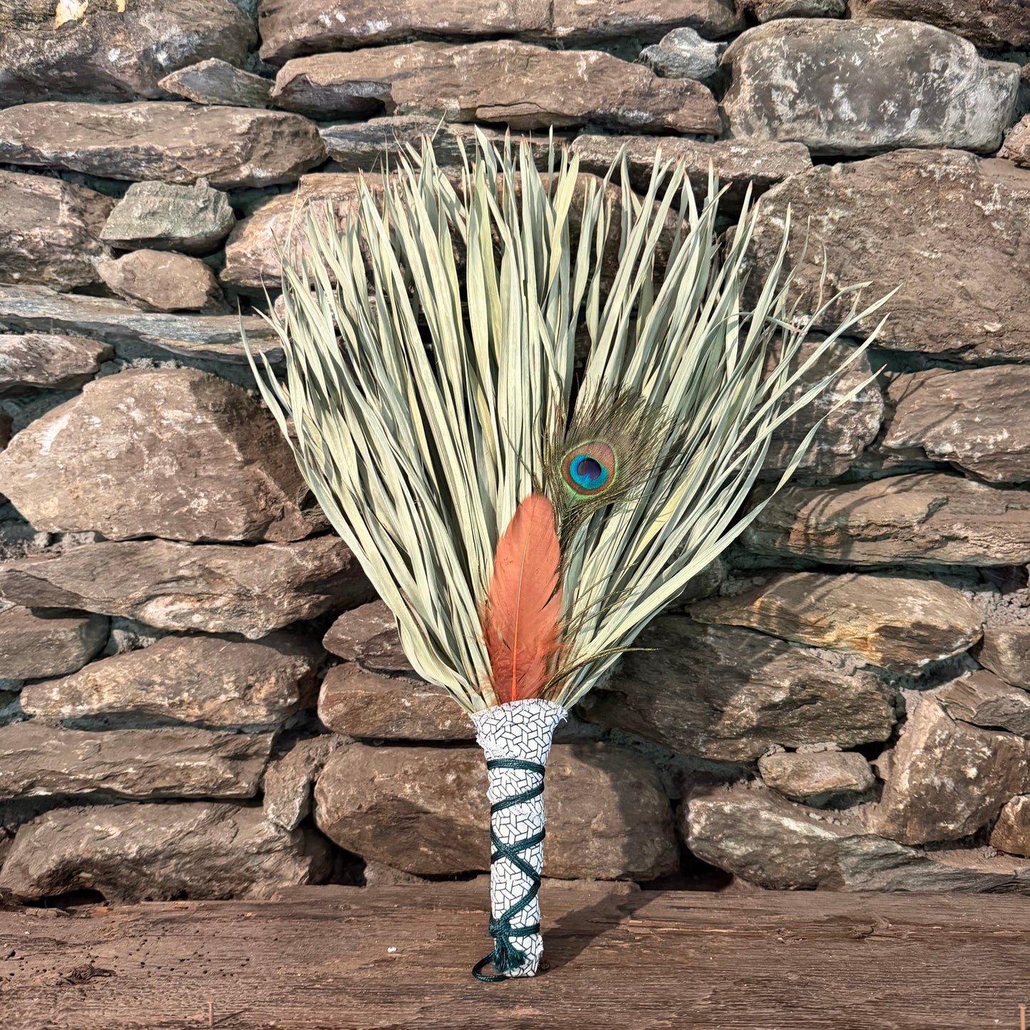 Fan Palm Chakapa 21" Blue & White Canvas with Teal Cord