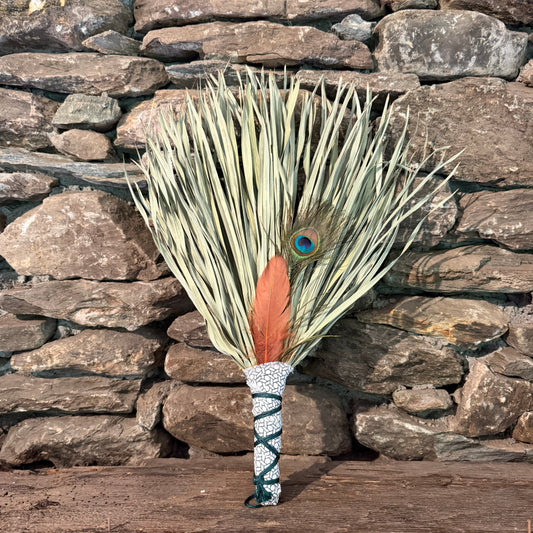 Fan Palm Chakapa 21" Blue & White Canvas with Teal Cord
