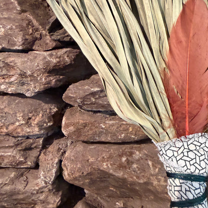 Fan Palm Chakapa 21" Blue & White Canvas with Teal Cord