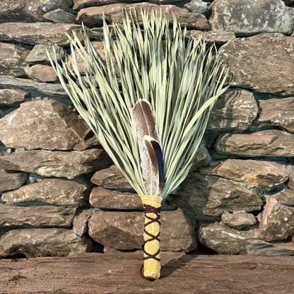 Fan Palm Chakapa 22" Yellow & White Canvas with Brown Cord