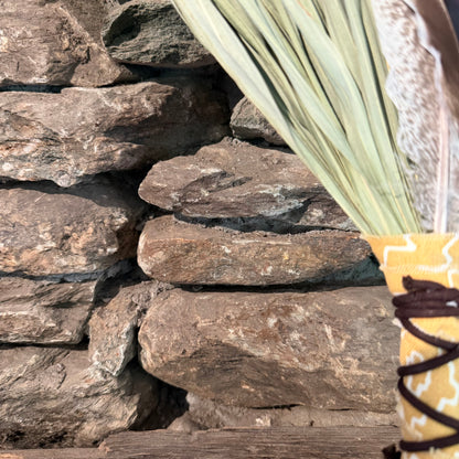 Fan Palm Chakapa 22" Yellow & White Canvas with Brown Cord