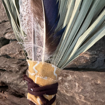 Fan Palm Chakapa 22" Yellow & White Canvas with Brown Cord