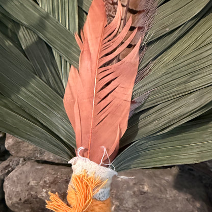 Commodire Palm Chakapa 25" Cream & Olive Fabric with Mustard Cord