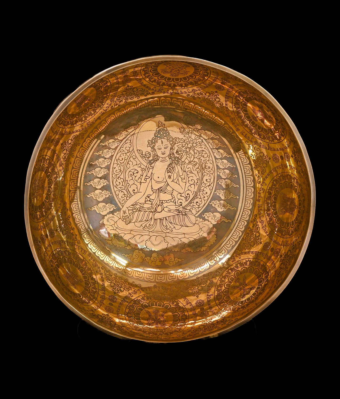 New Etched Jambati White Tara Singing Bowl A2 112Hz 11" N16075