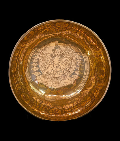 New Etched Jambati White Tara Singing Bowl A2 112Hz 11" N16075