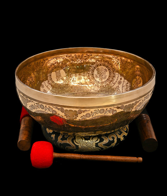 New Etched Jambati White Tara Singing Bowl A2 112Hz 11" N16075