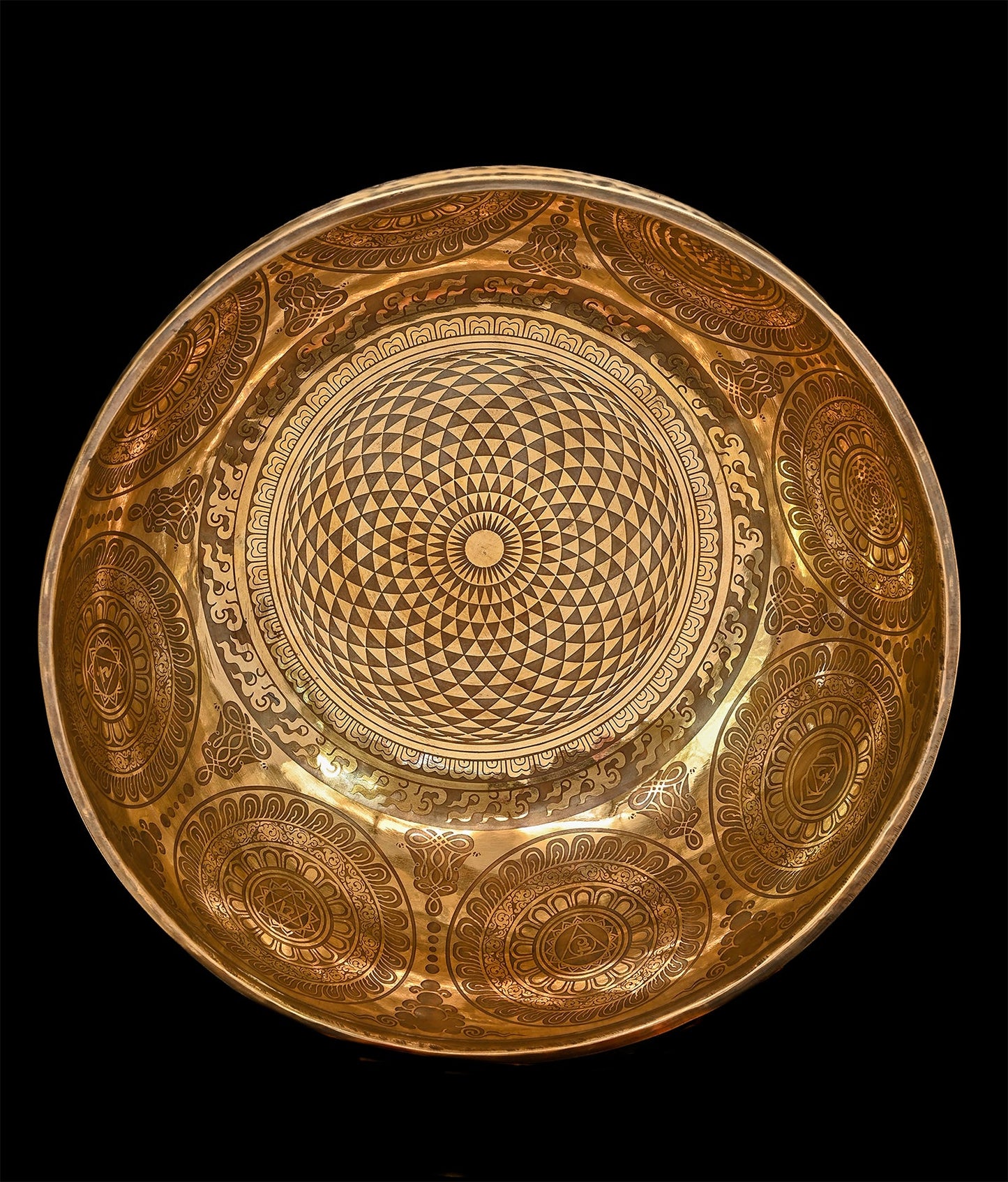 New Etched Jambati Cosmos Jambati Singing Bowl F#2 93Hz 11" N16190