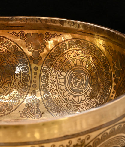 New Etched Jambati Cosmos Jambati Singing Bowl F#2 93Hz 11" N16190