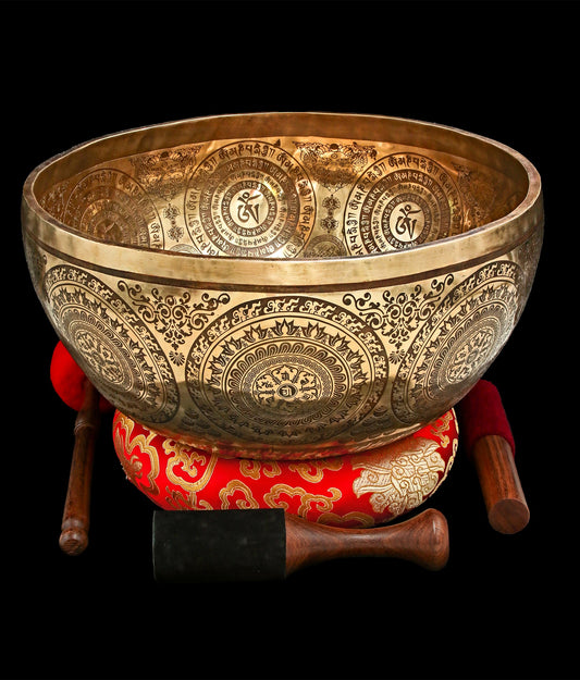 New Etched Jambati Dragon Singing Bowl F#2 92Hz 15" E16192