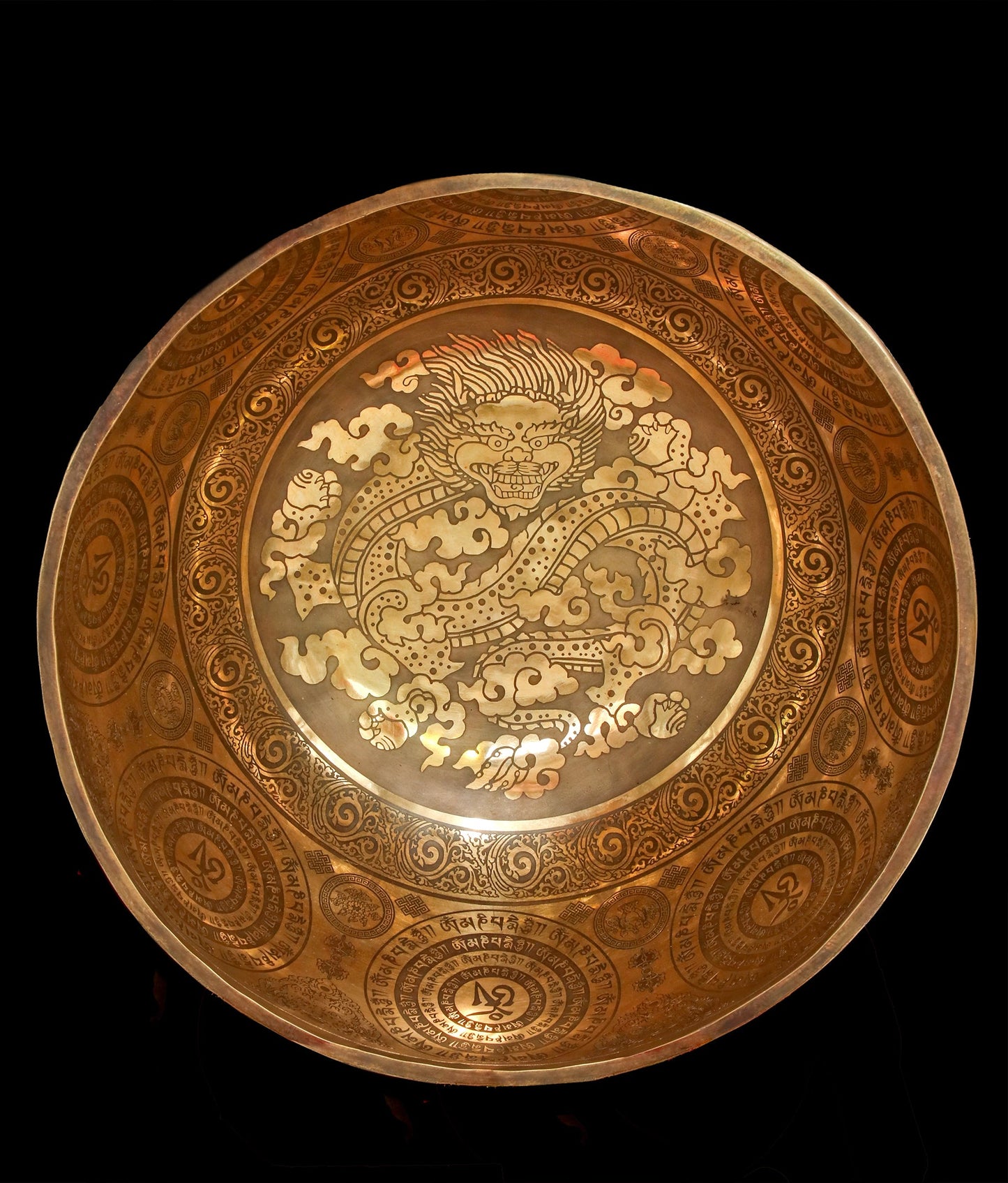 New Etched Jambati Dragon Singing Bowl F#2 92Hz 15" E16192