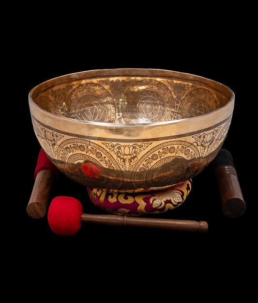 New Etched Jambati Cosmos Singing Bowl G2 98Hz (NCP) 11" N16209