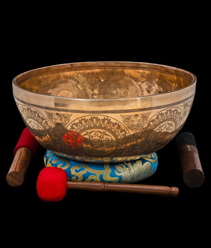 New Etched Jambati Medicine Buddha Singing Bowl A2 108Hz 11" N16210