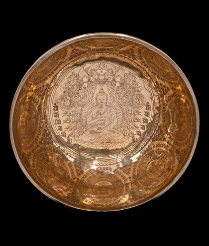 New Etched Jambati Medicine Buddha Singing Bowl A2 108Hz 11" N16210