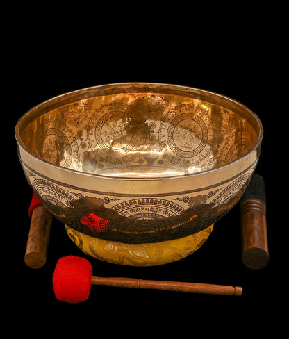New Etched Jambati Tara Singing Bowl G#3 104Hz (CP) 11 1/4" N16222