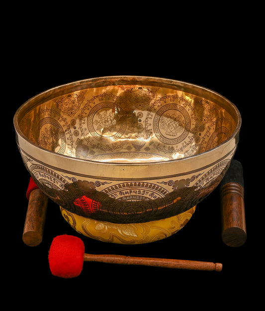 New Etched Jambati Tara Singing Bowl G#3 104Hz (CP) 11 1/4" N16222