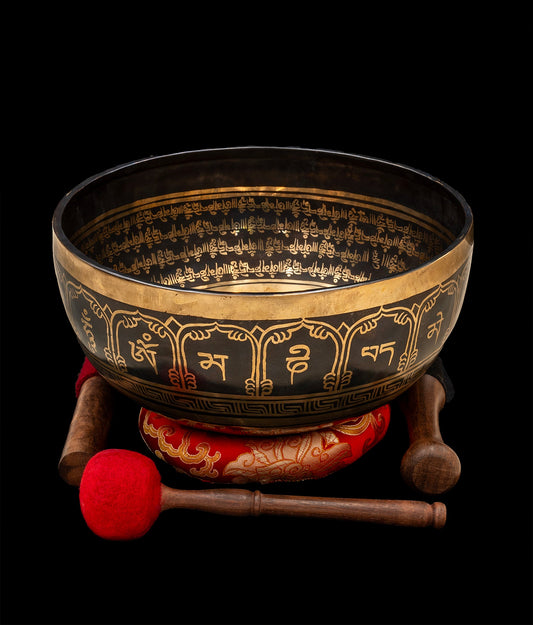 New Jambati Black Painted Chakra Singing Bowl A#2 116Hz (Near Concert Pitch) 10.75" N16238