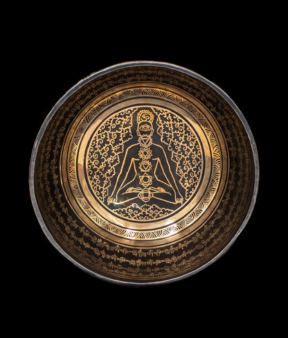 New Jambati Black Painted Chakra Singing Bowl A#2 116Hz (Near Concert Pitch) 10.75" N16238