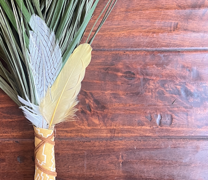 Fan Palm Chakapa 22" Yellow & White Canvas with Tan Cord