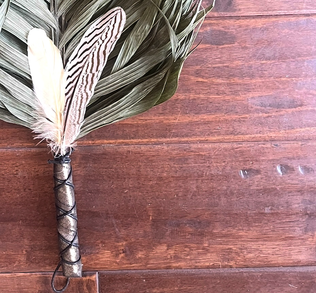 Commodore Palm Chakapa 23" Gold Fabric with Black Cord