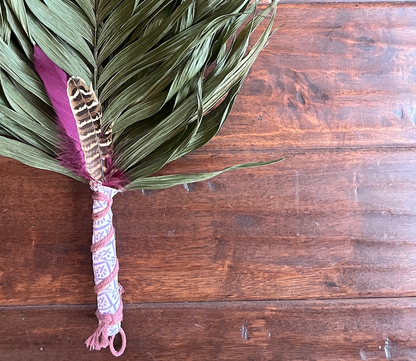 Commodore Palm Chakapa 25" Purple & White Fabric with Mauve Cord