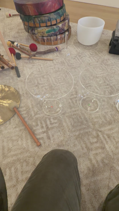 Set of 8 Clear Crystal Singing Bowls