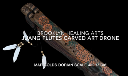 Marigold Carved Drone Flute C-F 432Hz Dorian Scale