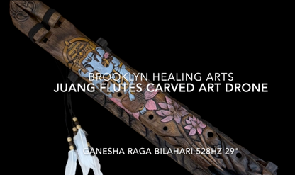 Ganesha Carved Drone Flute Bb-D 528Hz Raga Bilahari Scale