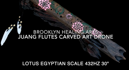 Lotus Carved Drone Flute B-E 432Hz Egyptian Scale