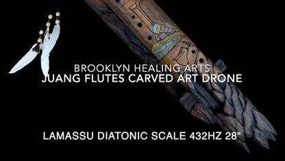 Lamassu Carved Drone Flute C-F 432Hz Diatonic Scale